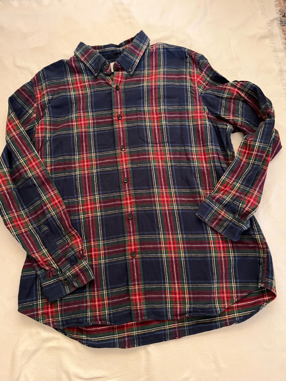 Men's Navy Plaid Button-Down Shirt